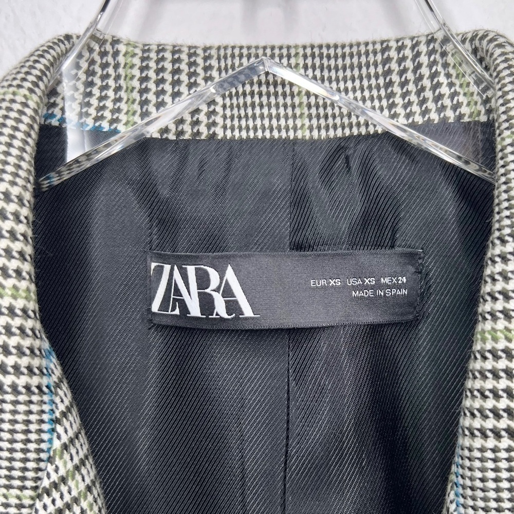 Zara Gray Glenn Plaid Oversized Women’s Boyfriend Fit Quiet Luxury Blazer Sz XS - Picture 4 of 13